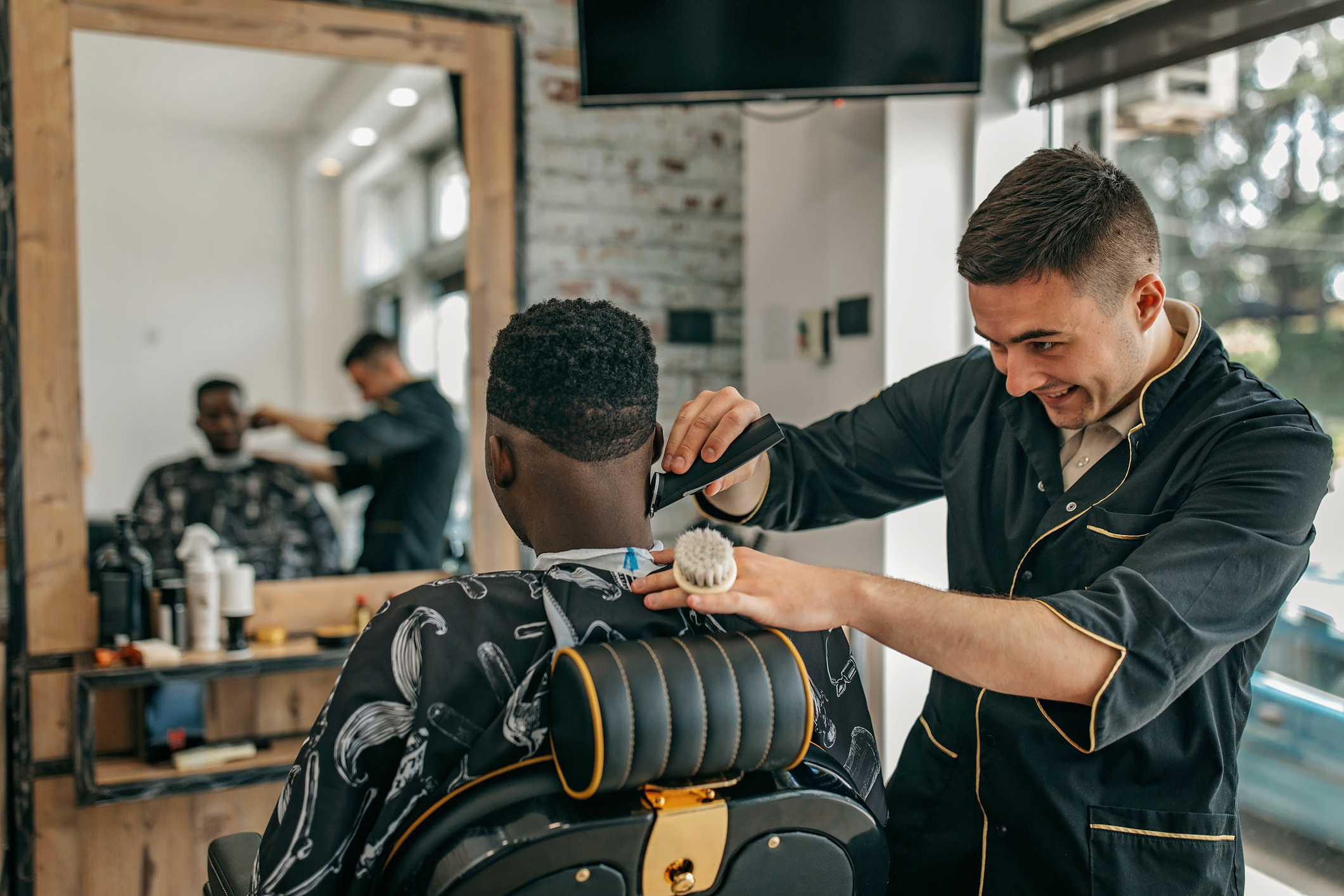 Getting stylish haircut Getting stylish haircut